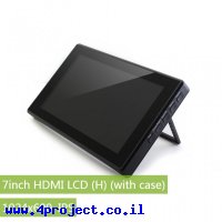 מסך קיבולי LCD 7" IPS 1024x600, מסגרת, זכוכית מגן, ממשק HDMI, מגע USB