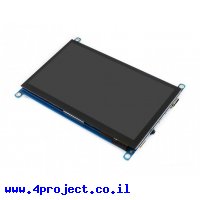 מסך קיבולי LCD 7" IPS 1024x600, זכוכית מגן, ממשק HDMI, מגע USB