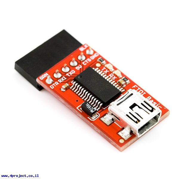 צורב Arduino - כרטיס FTDI Basic 5V גרסה ארוכה - www.4project.co.il