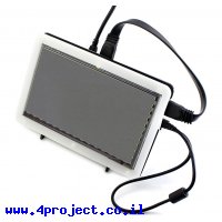 מסך קיבולי LCD 7" IPS 1024x600, מסגרת, ממשק HDMI, מגע USB