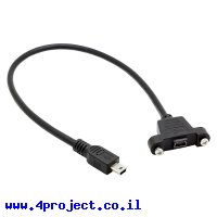 כבל USB להתקנה על פנל - miniB נקבה ל-miniB זכר - 30 ס"מ