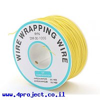 חוט WireWrap חד גידי - AWG30 - צהוב - 250 מטר