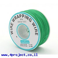 חוט WireWrap חד גידי - AWG30 - ירוק - 250 מטר